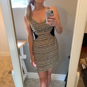 Black white pattern party dress pink lace back